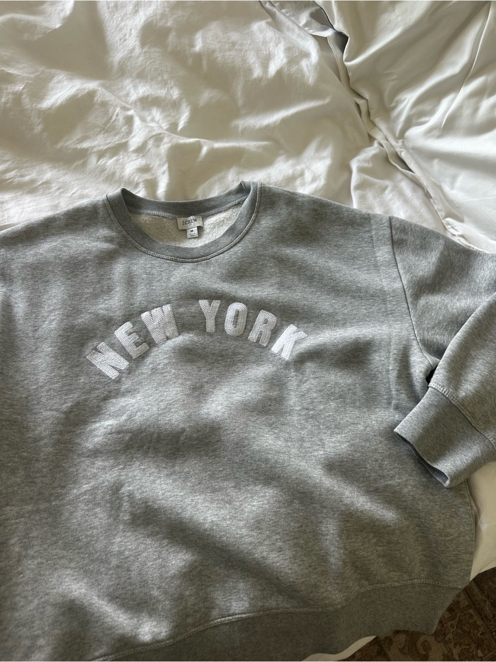 J. Crew Gray Crewneck Sweatshirt with White 'New York' Arch